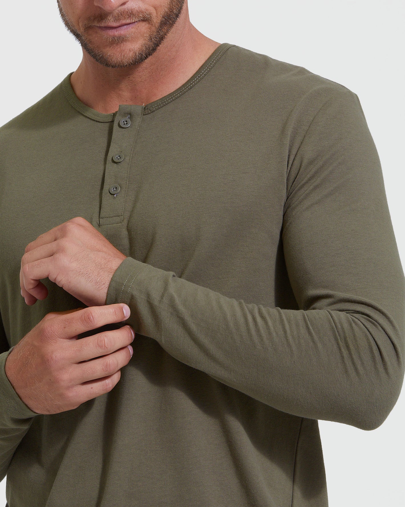 Military Green Classic Long Sleeve Henley