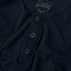 True Classic Henley 3-Pack close-up, navy long sleeve with button placket.