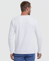 All White Classic Henley 3-Pack on man, showcasing minimalist back view.