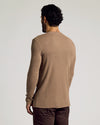 Back view of man in Alpaca Waffle Long Sleeve Crew Neck.