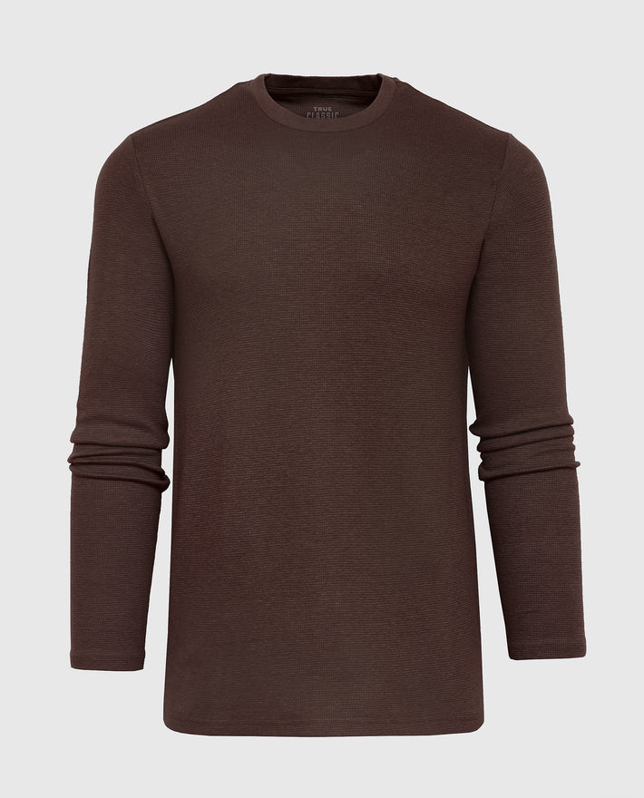 Dark Oak Waffle Long Sleeve Crew Neck main image 0