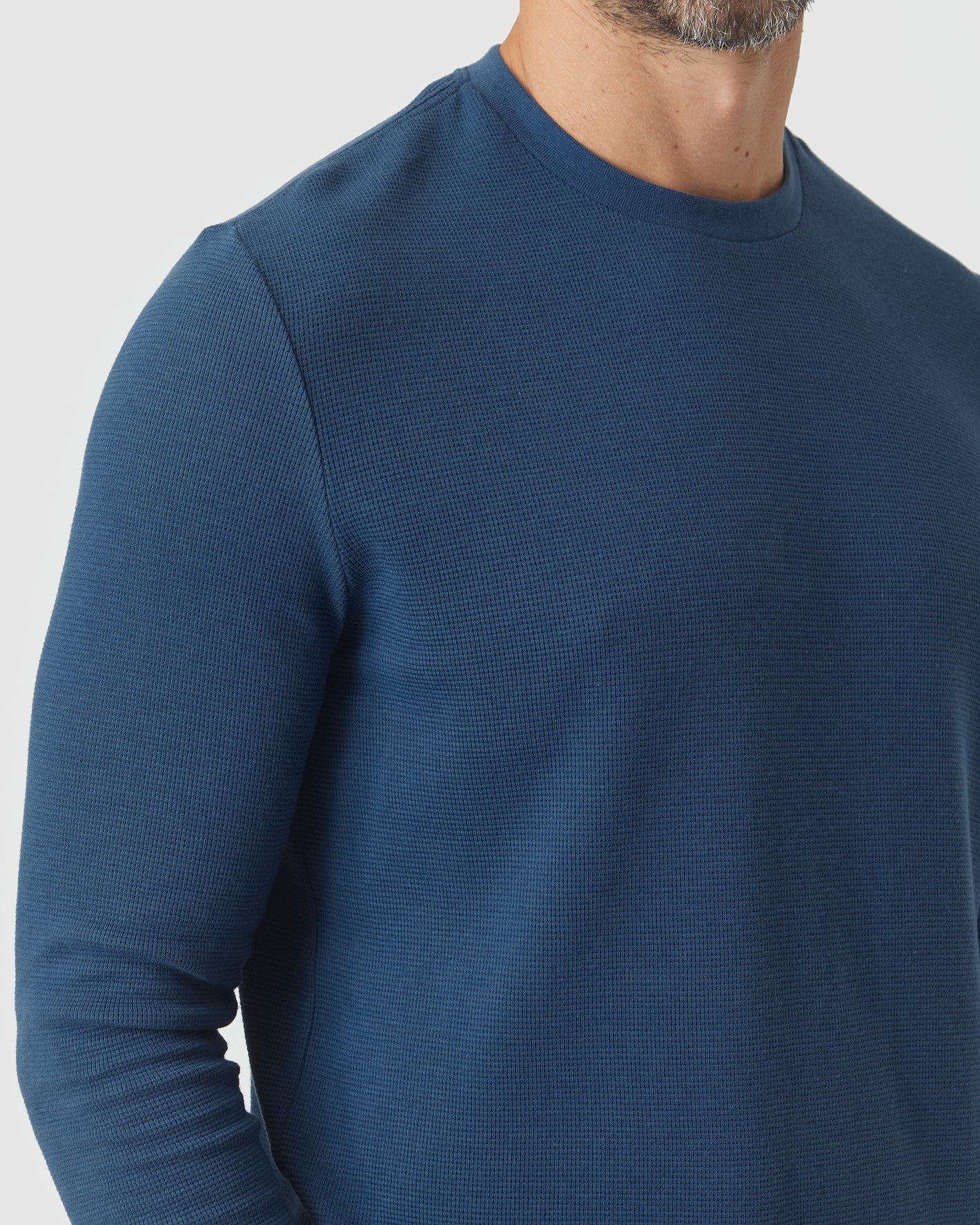 Deep Sea Blue Long Sleeve Waffle Crew