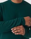 Evergreen Heather Waffle Long Sleeve Crew Neck