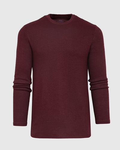 Waffle Long Sleeve Crew Neck - Mahogany
