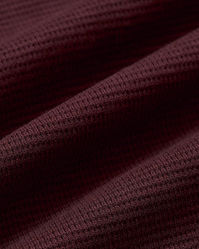 Waffle Long Sleeve Crew Neck - Mahogany