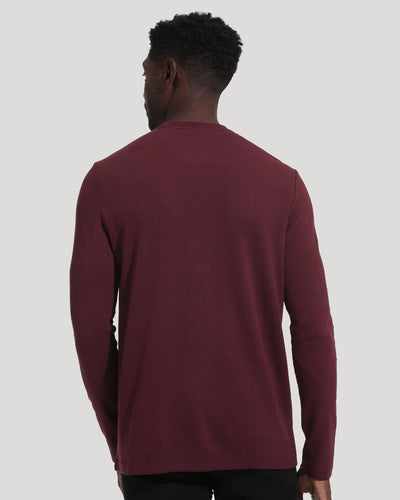 Waffle Long Sleeve Crew Neck - Mahogany