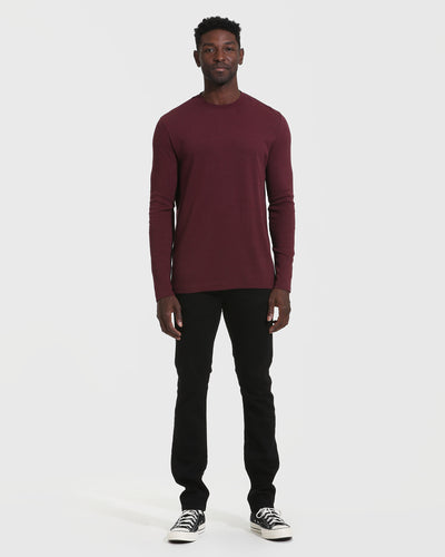 Waffle Long Sleeve Crew Neck - Mahogany