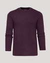 Plum Waffle Long Sleeve Crew Neck, textured and ultra-soft, laid flat.