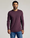 Plum Waffle Long Sleeve Crew Neck on man with relaxed posture.