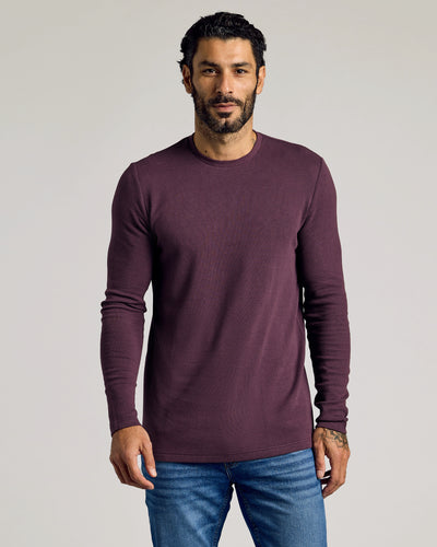 Waffle Long Sleeve Crew Neck - Plum