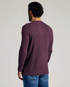Plum Waffle Long Sleeve Crew Neck, rear view on model, tattoo visible.