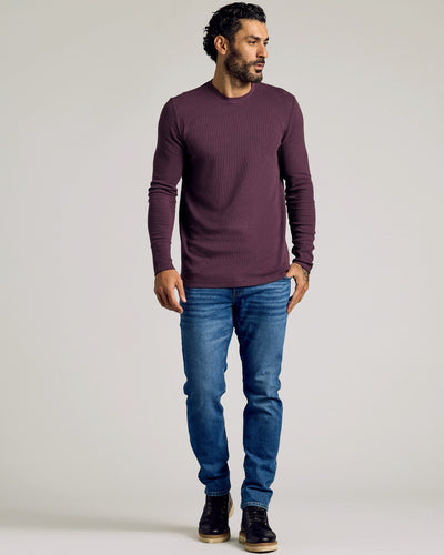 Waffle Long Sleeve Crew Neck - Plum