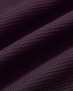 True ClassicPlum Waffle Long Sleeve Crew Neck with textured knit and soft folds.