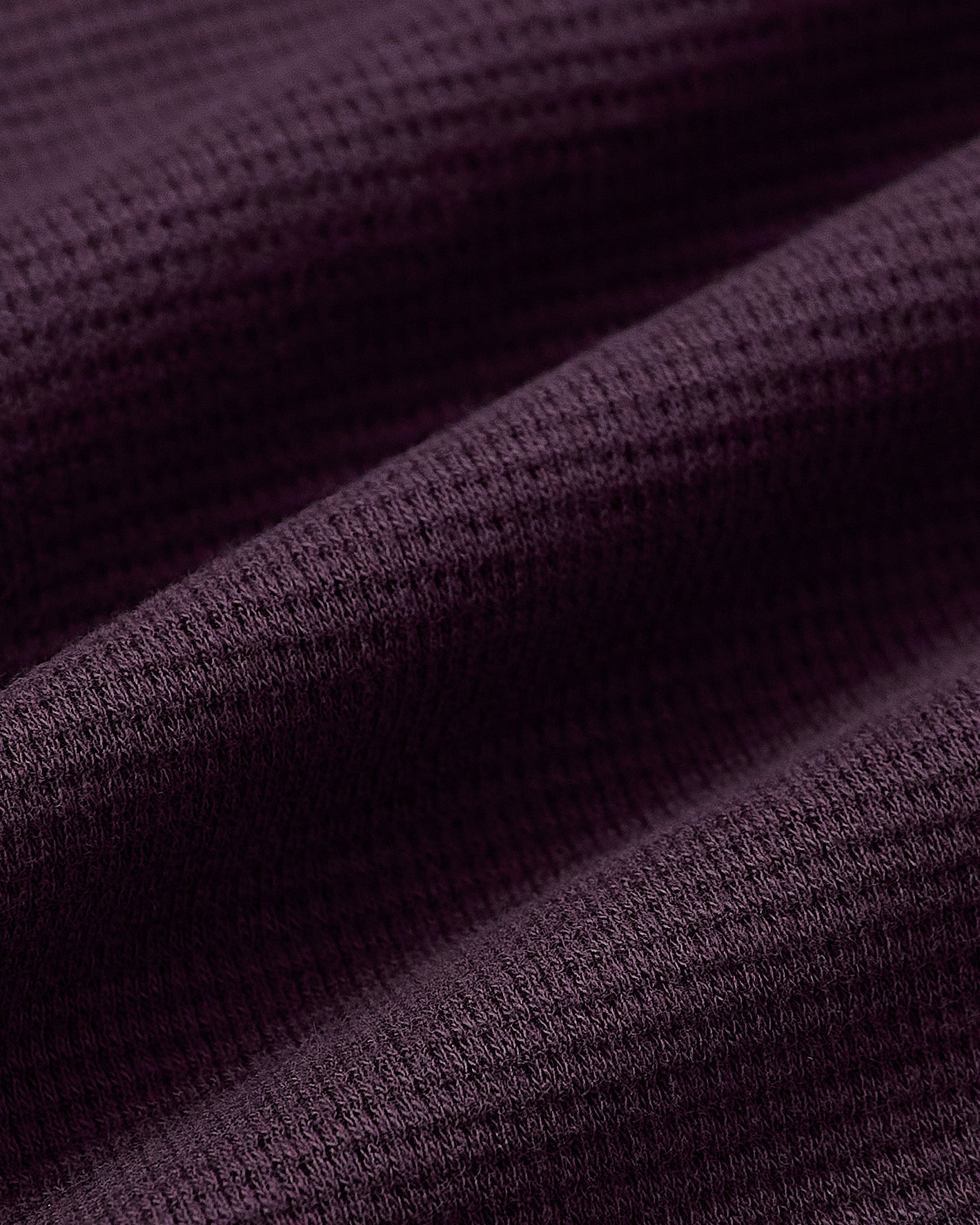 Plum Waffle Long Sleeve Crew Neck with textured knit and soft folds.