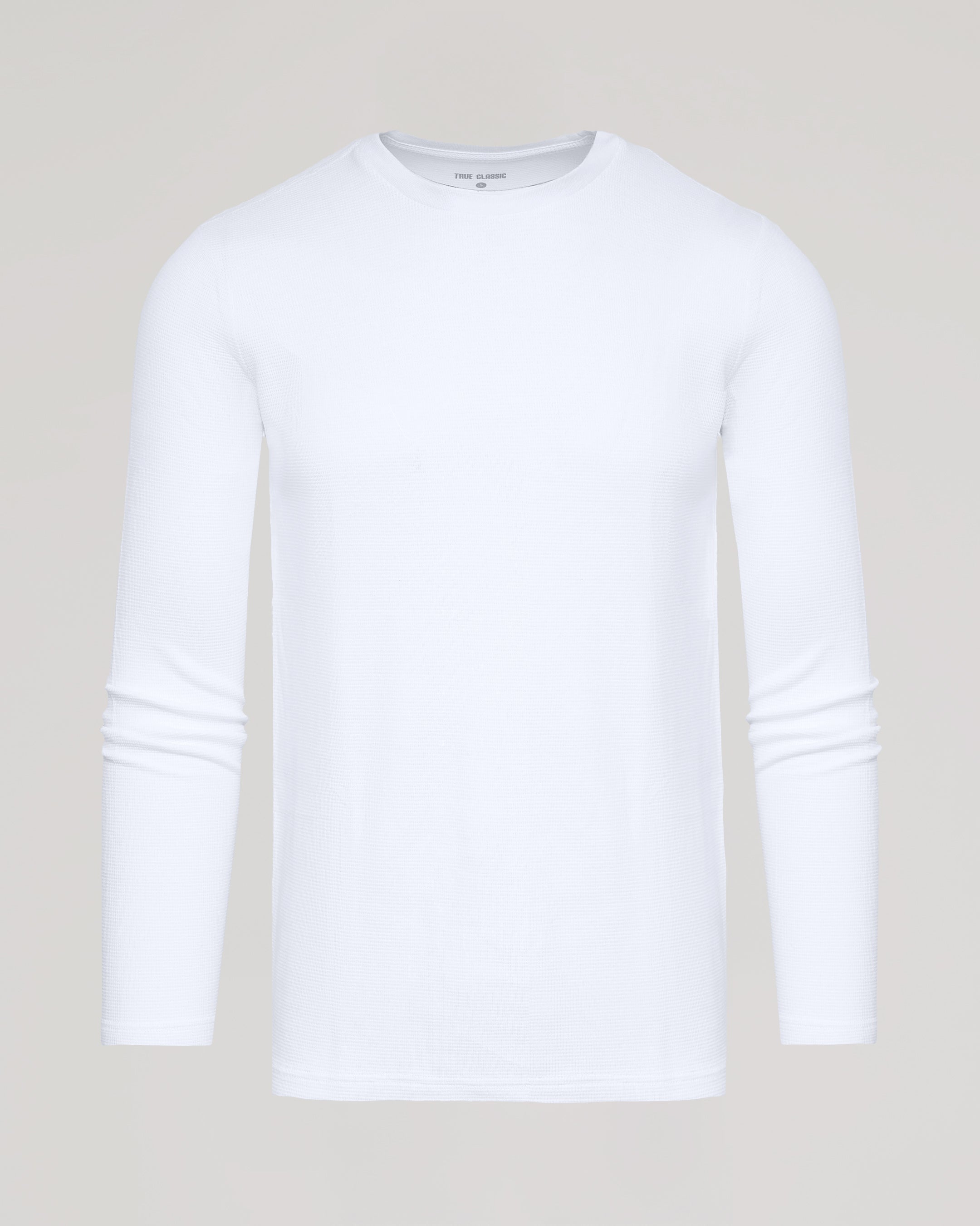 White Long Sleeve Waffle Crew | White Long Sleeve Waffle Crew