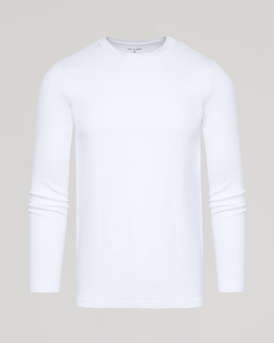 Waffle Long Sleeve Crew Neck - White