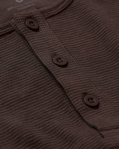 Waffle Long Sleeve Henley - Dark Oak