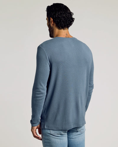 Waffle Long Sleeve Henley - Fiord