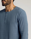 Fiord Waffle Long Sleeve Henley on bearded man with hummingbird tattoo.