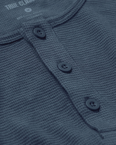 Waffle Long Sleeve Henley - Fiord