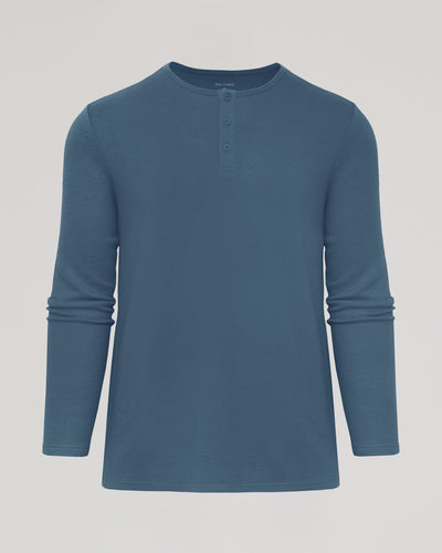 Waffle Long Sleeve Henley - Fiord