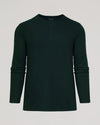 Kale Waffle Long Sleeve Henley shirt with waffle-knit texture.