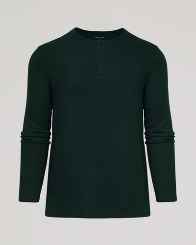 Waffle Long Sleeve Henley - Kale