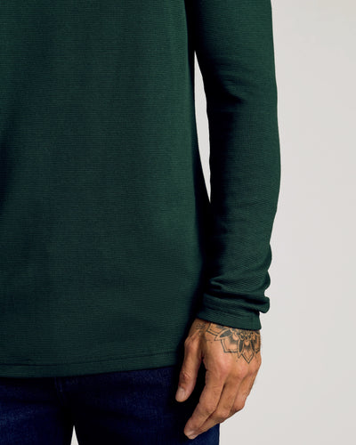 Waffle Long Sleeve Henley - Kale