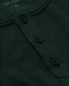 Kale Waffle Long Sleeve Henley, textured knit with button placket.