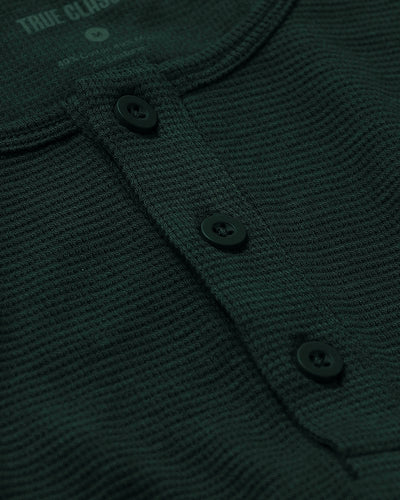 Waffle Long Sleeve Henley - Kale