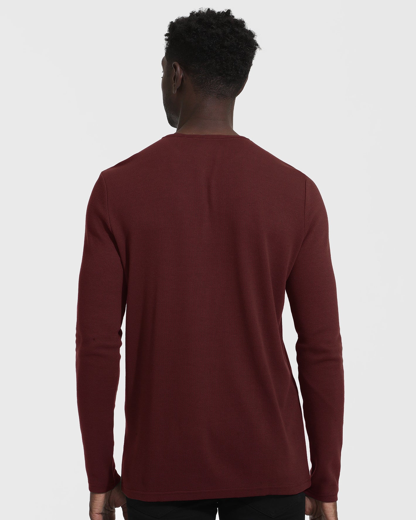 Mahogany Long Sleeve Waffle Henley