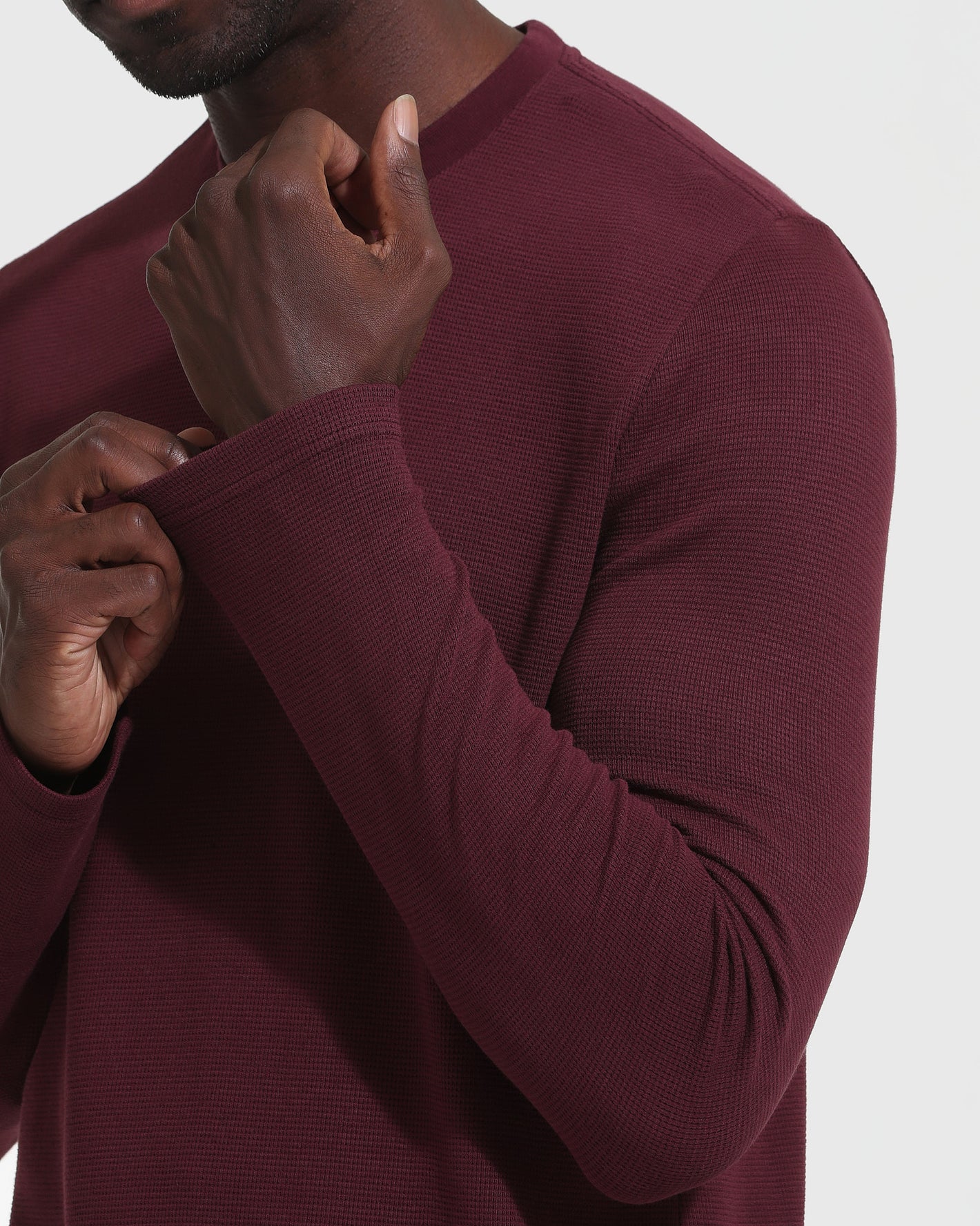 Mahogany Long Sleeve Waffle Henley
