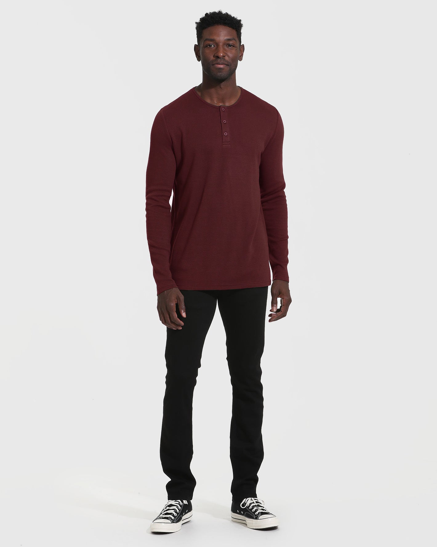 Mahogany Long Sleeve Waffle Henley