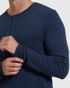 Navy Waffle Long Sleeve Henley