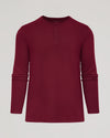 Pinot Waffle Long Sleeve Henley, deep burgundy, three-button placket, textured weave.