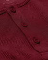 Pinot Waffle Long Sleeve Henley close-up, featuring a textured button-placket.
