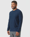 Active Longsleeve-Shirt mit Rundhalsausschnitt in Tiefseeblauem Heather