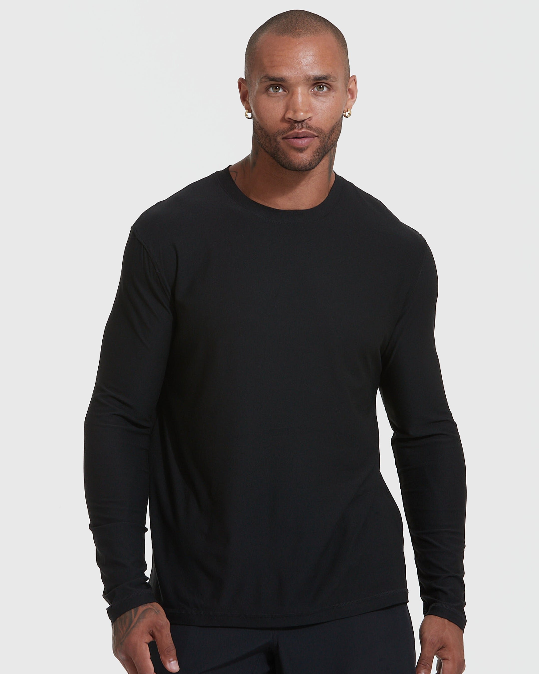 All Black Active Long Sleeve Crew 3-Pack