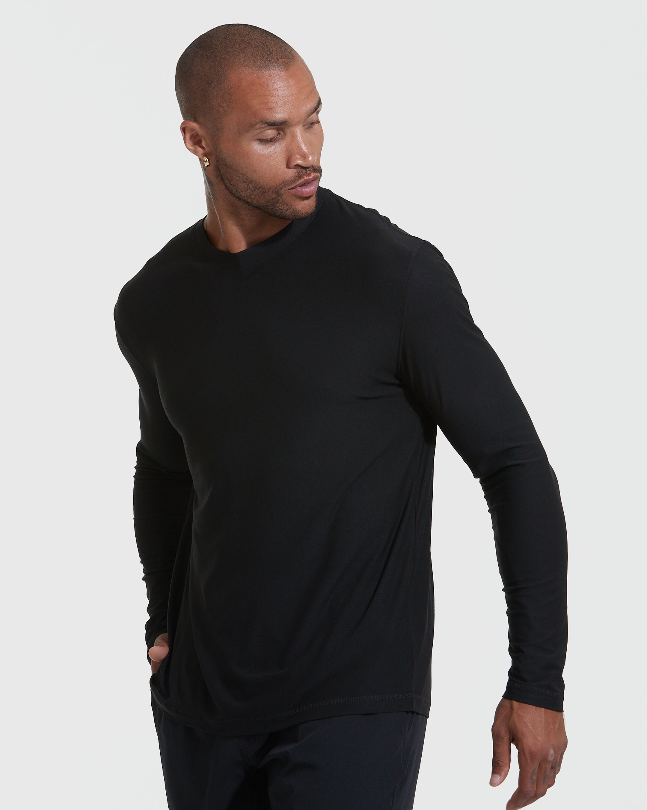 All Black Active Long Sleeve Crew 3-Pack