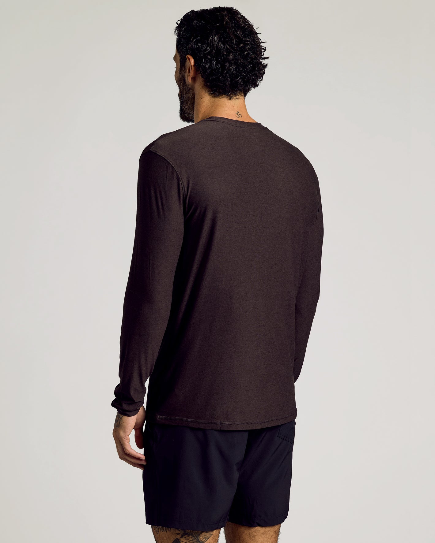 Dark Heather Cocoa Active Long Sleeve Crew T-Shirt