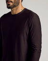 Dark Heather Cocoa Active Long Sleeve Crew T-Shirt