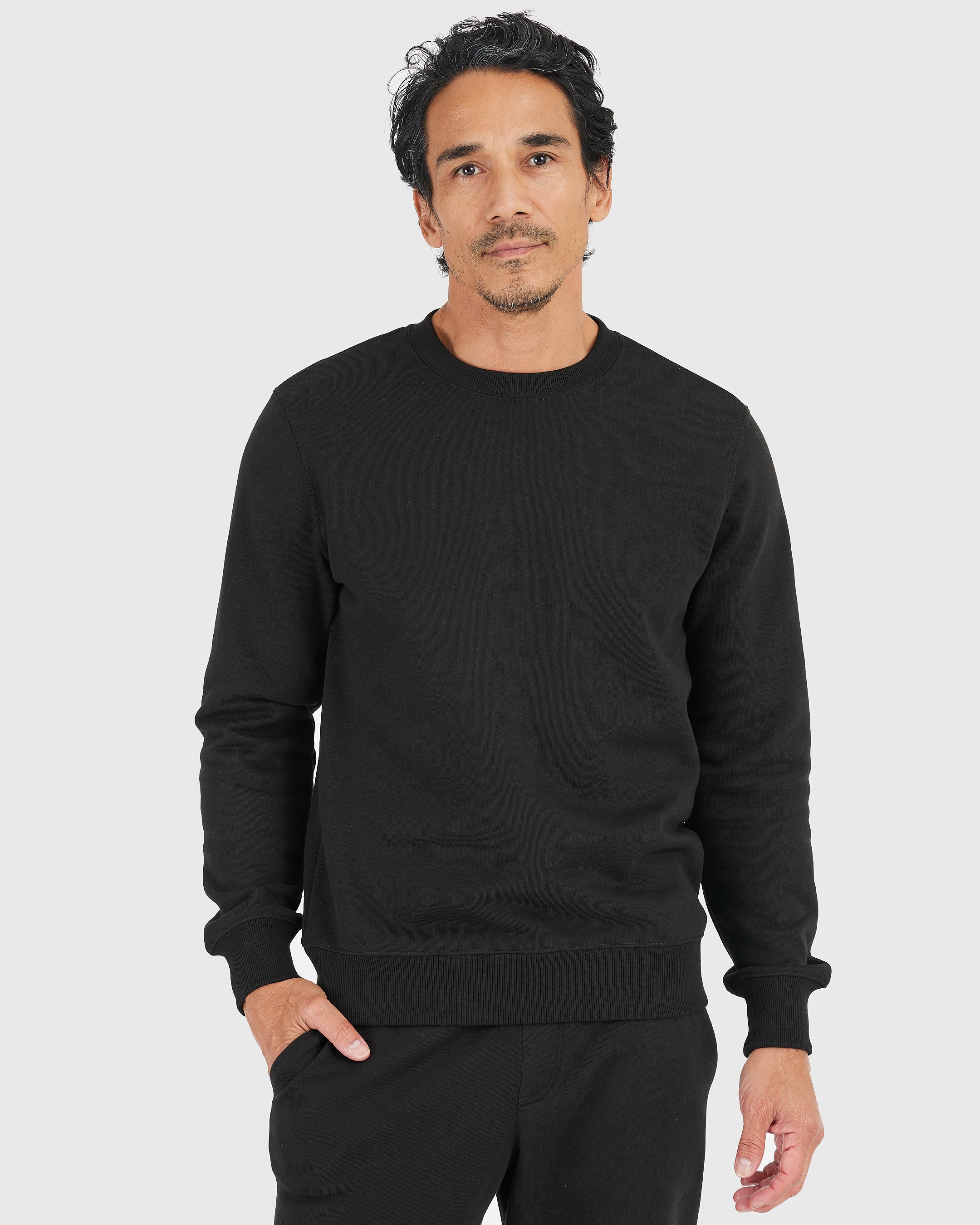 Black Fleece French Terry Pullover Crew Neck Sweatshirt – True Classic