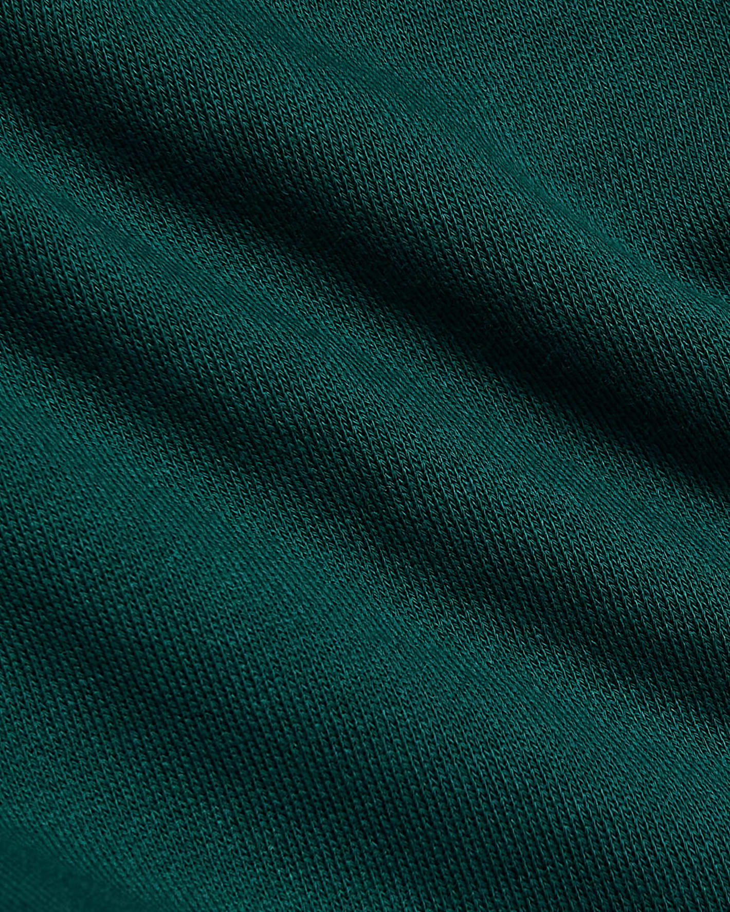Deep Emerald Fleece French Terry Pullover Crew Neck, V-stitch knit detail.