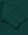 Emerald Fleece French Terry Pullover Crew Neck Sweatshirt ribbed cuff close-up.