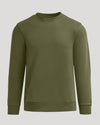 Military Green Fleece French Terry Pullover Crew Neck