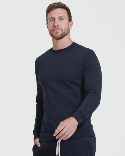Navy Pullover Fleece Crew & Jogger Set