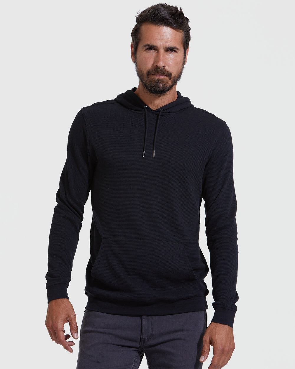 Waffle Zip Hoodie Black
