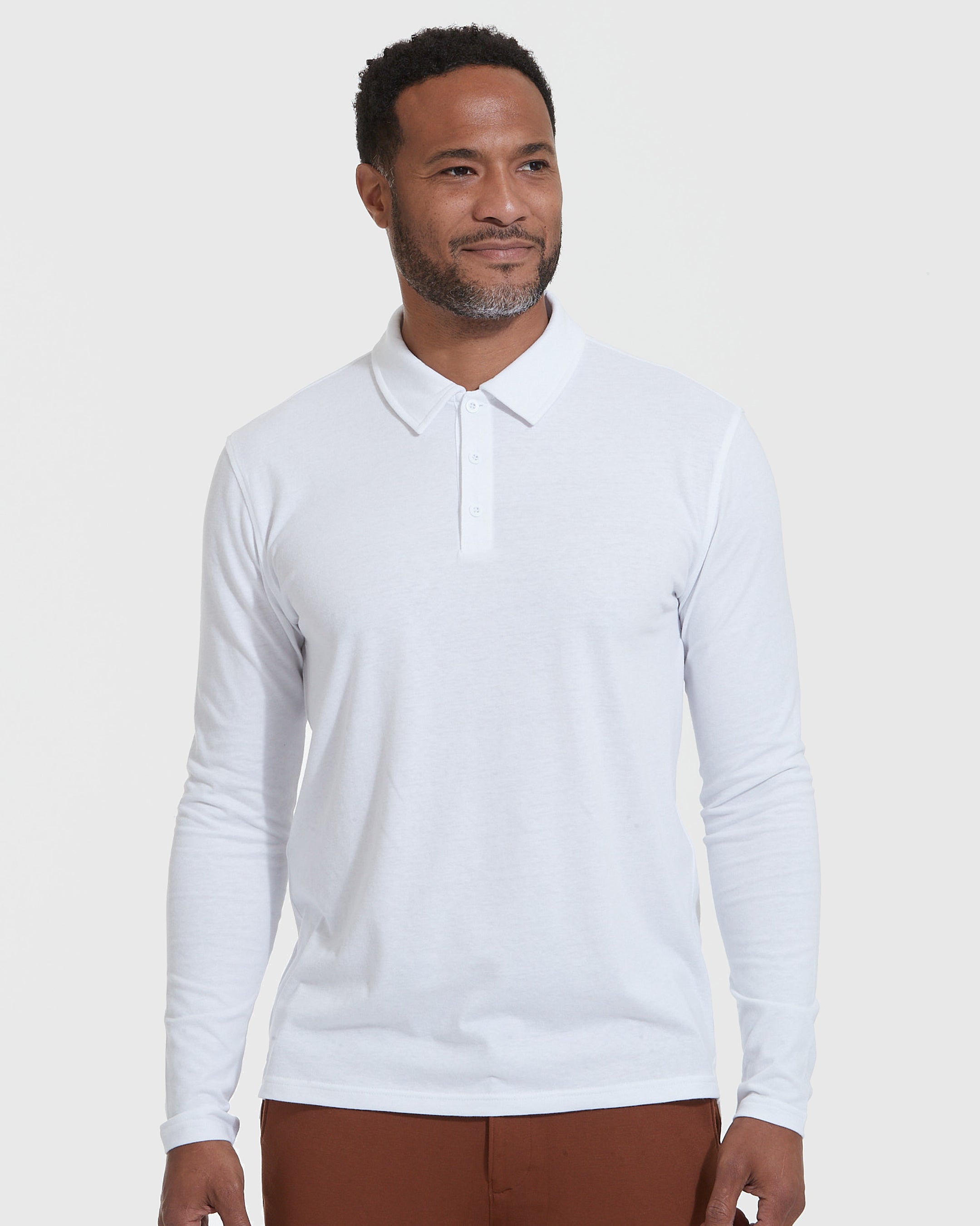 White Long Sleeve Polo Shirts | Men's White Long Sleeve Polo | True Classic