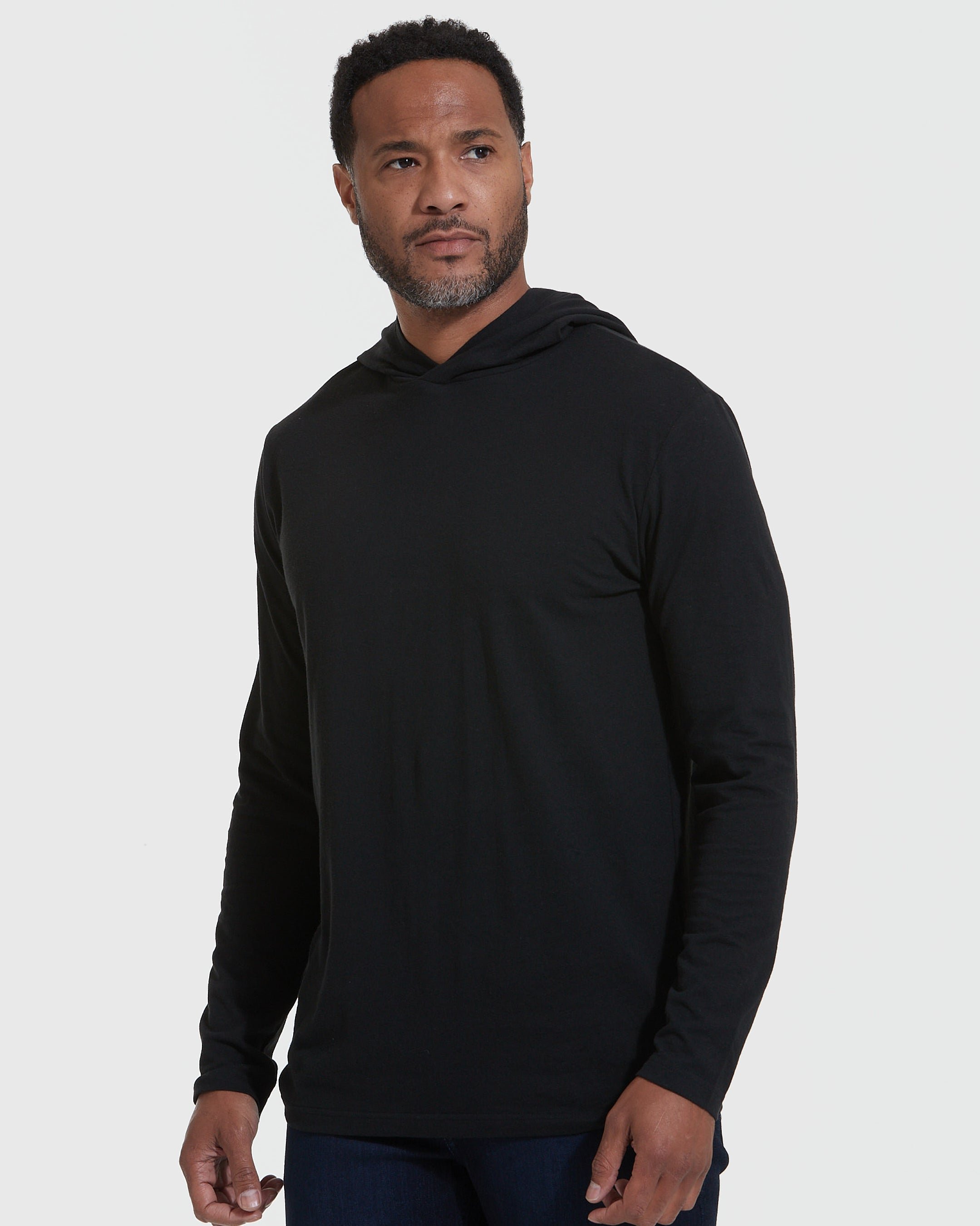 Black Hooded Long Sleeve T-Shirt