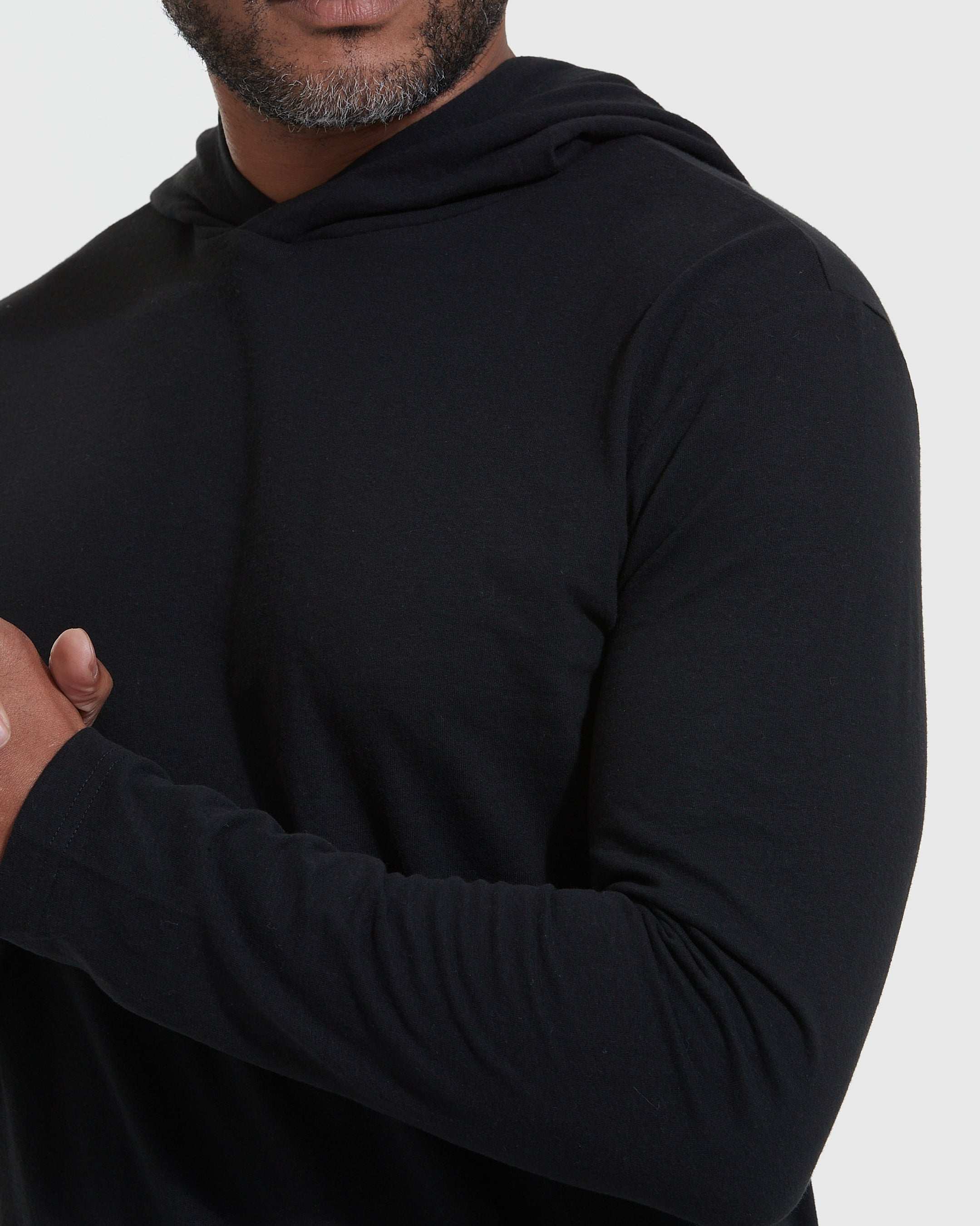 Black Hooded Long Sleeve T-Shirt | Men's Black Hooded Long Sleeve T ...
